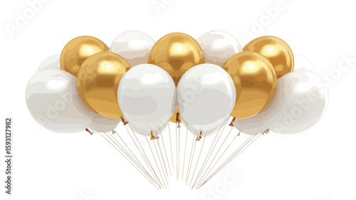 Elegant White Gold Party Balloons Isolated
