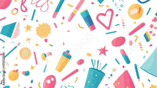 Celebratory objects on white background