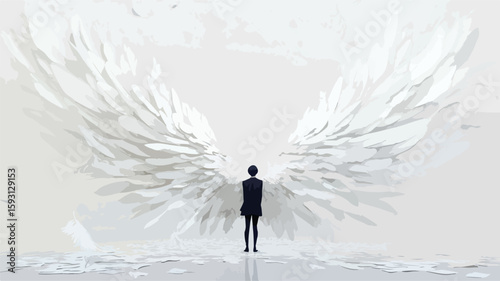 Elegant Angel Wings on White Background