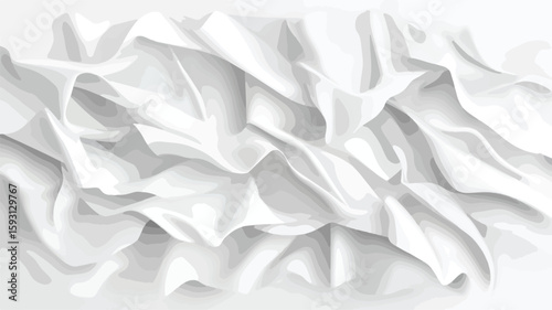 Crumpled white paper wide angle background