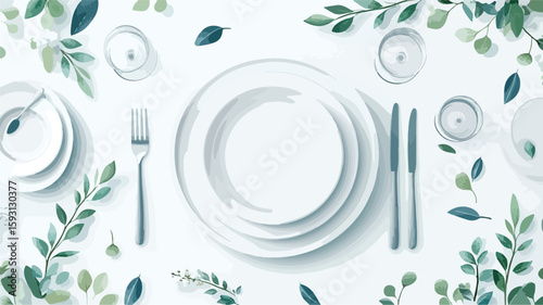 Elegant White Plate Tableware Composition