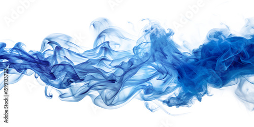 Flowing wisps of vibrant blue smoke create an abstract, isolated pattern on a transparent background