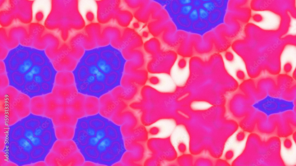 Obraz premium Abstract Radiant Burst with Soft Grain Texture, Symmetrical Glow Pattern in Psychedelic Style, Radiating Circular Abstract with Subtle Noise, Kaleidoscopic Starburst with Gradient Flow