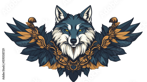 Wolf Heraldic Sign for Cards, Vector