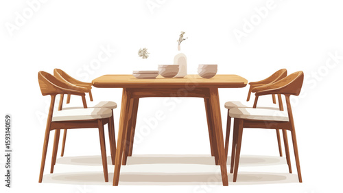 Minimal Dining Room with Wooden Furniture