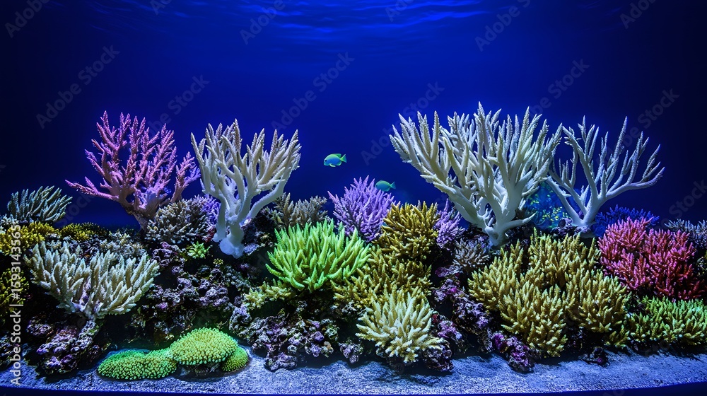 Obraz premium Vibrant Underwater Coral Reef Scene with Fish