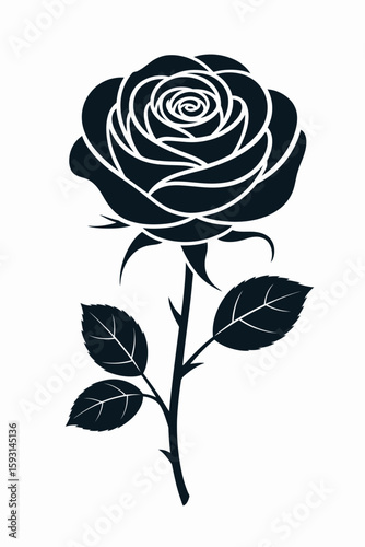 Wallpaper Mural Eternal Petal: An elegant silhouette of a singular rose, etched with delicate precision, symbolizing enduring beauty and graceful form, stands against a backdrop of simplicity and refinement. Torontodigital.ca