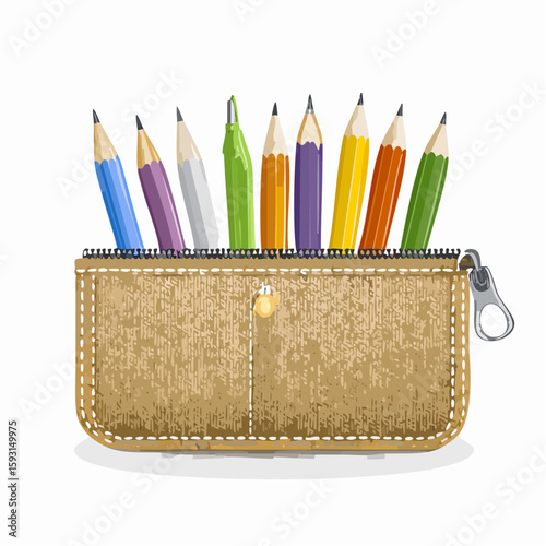 Zippered pencil case – Canvas pouch with zipper partly open showing pens.
