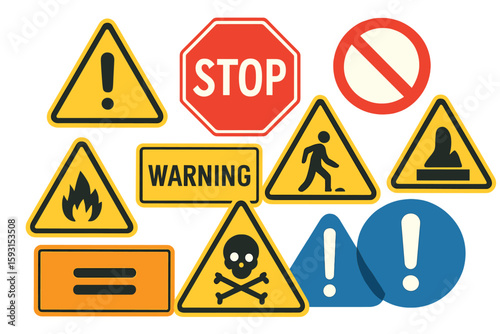 Globally Harmonized System warning signs for vector hazardous materials, including all classes and hazmat isolated placards