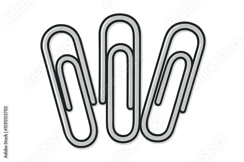 Vector illustration of a realistic metal paper clip isolated on a transparent background, serving as a page holder or binder