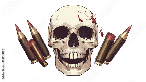 Skull Ammunition Illustration Design Wide Angle