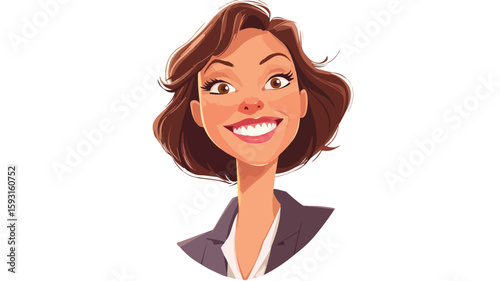 Cheerful cartoon adult woman portrait