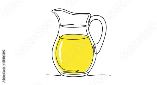 Lemonade Pitcher Sketch: A minimalistic line drawing of a glass pitcher, filled with refreshing lemonade, conveying a sense of simplicity and refreshment.