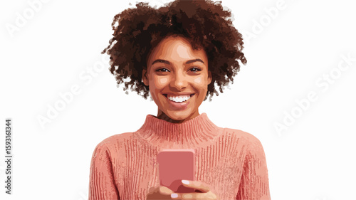 Happy woman using mobile phone outdoors
