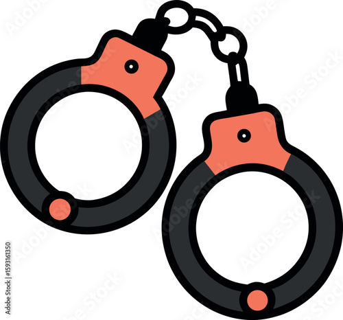 Minimalist Vector of Black and Orange Handcuffs for Law and Justice Concepts