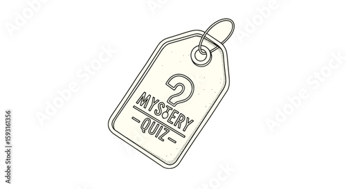 Mystery Quiz Tag: A conceptual design, showcasing a singular mystery quiz tag, is ideal for educational and game-related applications.