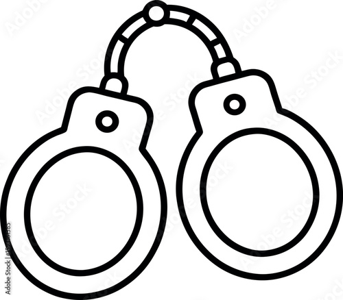 Minimalist Vector of Black Handcuffs Silhouette Symbolizing Authority and Legal Detention