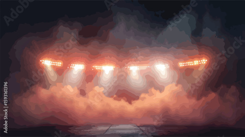 Energetic Concert Stage Lighting with Smoke