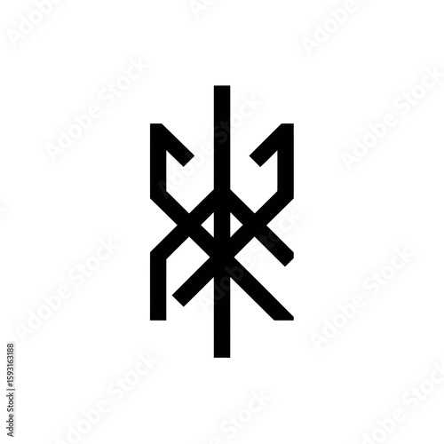 Abstract symbol intersects on white conveys balance minimalistic design element geometry