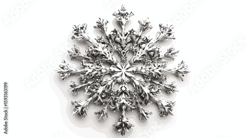 Snowflake on White Background Macro Shot