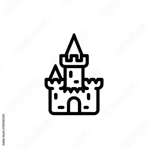 Outlined castle rises majestically creating architecture building in fantasy scene with detail