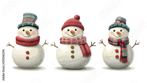 Winter Snowman Decoration Wide Angle Illustration