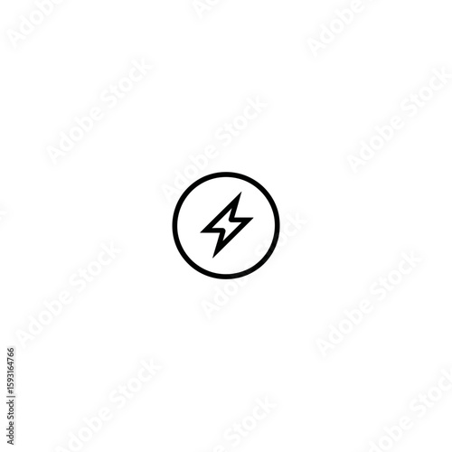 Electric bolt energizes inside round frame centered simple presentation clean design graphic