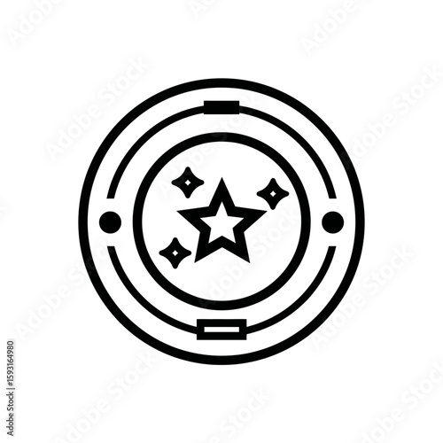 Abstract star shines brightly within circular design element displaying graphic pattern symbolic form