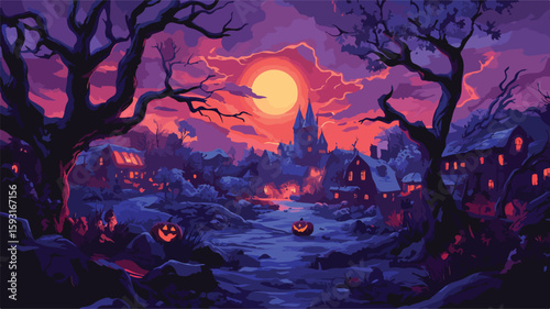 Eerie Halloween Night Scene Photography