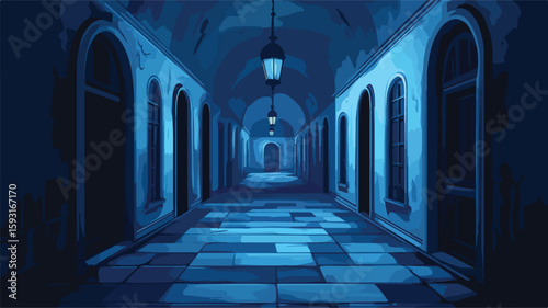 Eerie Haunted House Corridor Atmosphere