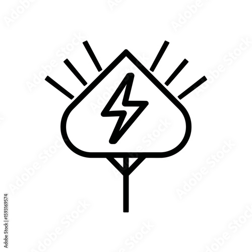 Energy leaf emits lightning near horizon generating power outline
