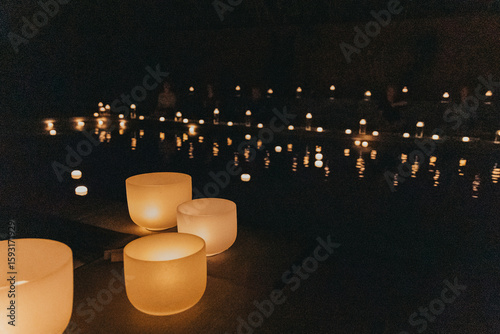 poolside candles in the dark