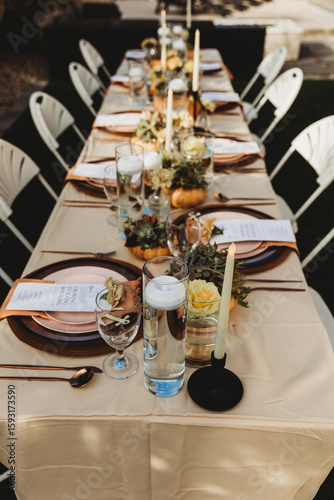 table set for a wedding reception