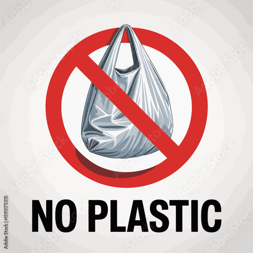 An impactful graphic showing a crossed-out plastic bag symbolizes the urgent message of avoiding plastic use to promote environmental consciousness and sustainability among consumers.