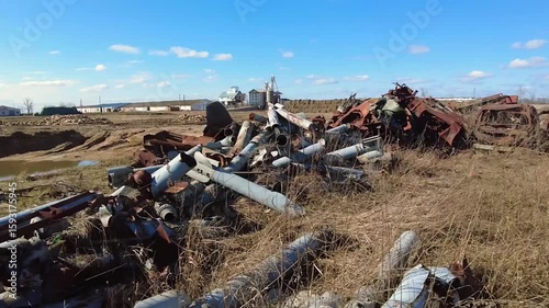Remains of exploded ammunition, shells of multiple launch rocket systems. Rockets, mines, cartridges, shells, aerial bombs, multiple launch rocket systems that were used during the armed conflict