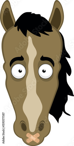 vector illustration character face hose cartoon, with adhesive strips on the mouth in concept of keeping silent or shutting up