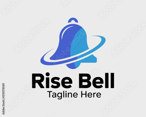 A sleek modern logo design illustrating a bell encircled by a planetary ring, ideal for tech or communication brands focusing on innovation and connectivity.