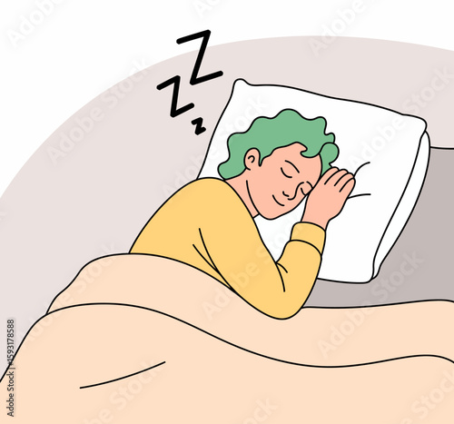 This image depicts a person sleeping soundly under a soft blanket, illustrating the comfort of rest, tranquility, and the essential need for sleep in our stressful lives.
