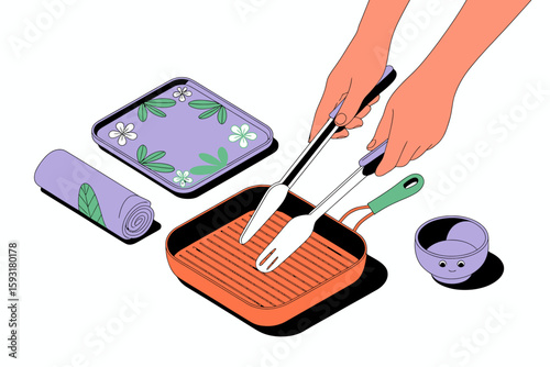 This beautifully crafted image showcases various culinary tools arranged artistically, promoting an engaging atmosphere for cooking enthusiasts and food lovers alike.