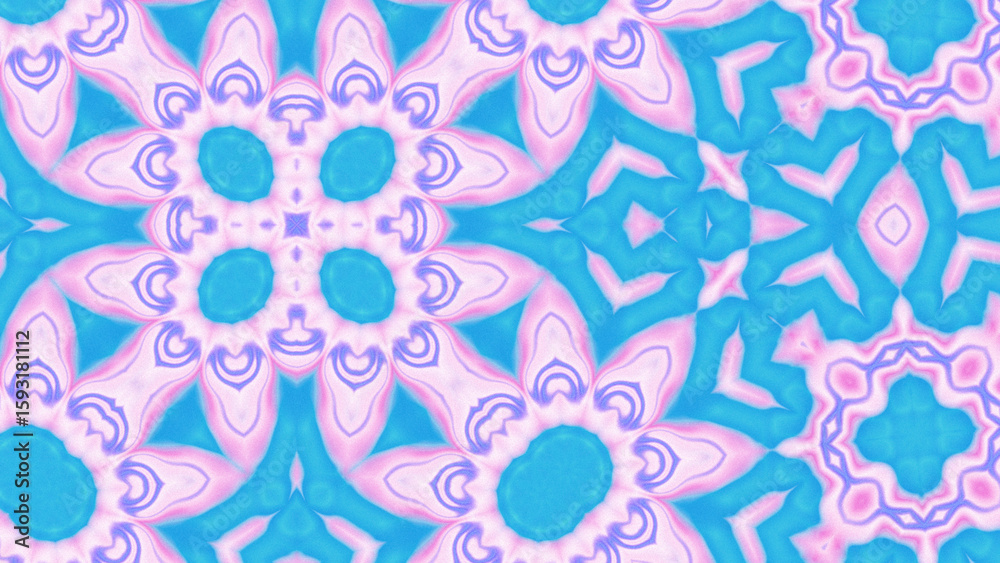 Fototapeta premium Abstract Radiant Burst with Soft Grain Texture, Symmetrical Glow Pattern in Psychedelic Style, Radiating Circular Abstract with Subtle Noise, Kaleidoscopic Starburst with Gradient Flow