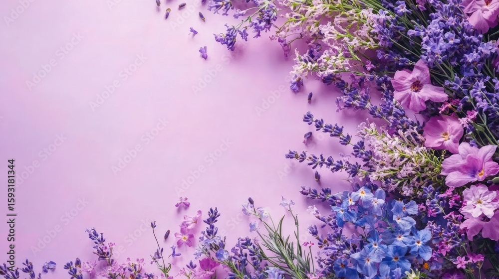 Obraz premium Vibrant pastel purple floral border