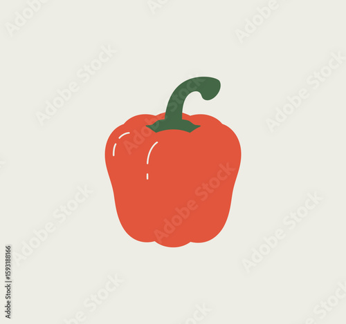 A colorful illustration of a red bell pepper, showcasing its fresh and appetizing appearance, representing healthy eating and nutritious choices in a bright style.