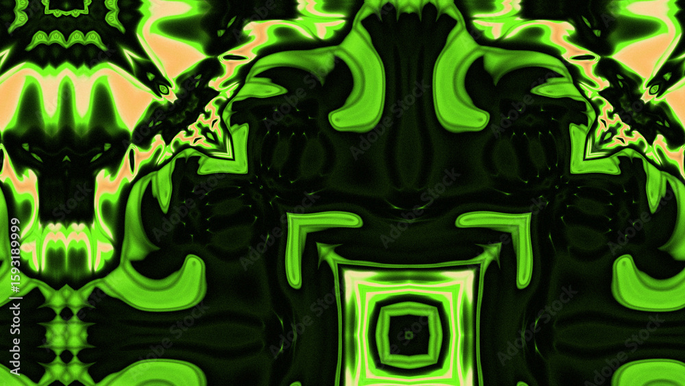 Obraz premium Abstract Radiant Burst with Soft Grain Texture, Symmetrical Glow Pattern in Psychedelic Style, Radiating Circular Abstract with Subtle Noise, Kaleidoscopic Starburst with Gradient Flow