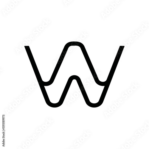Abstract letter w forms pattern graphic simple white background