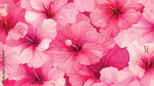 Vibrant Pink Hibiscus Flowers Close-Up