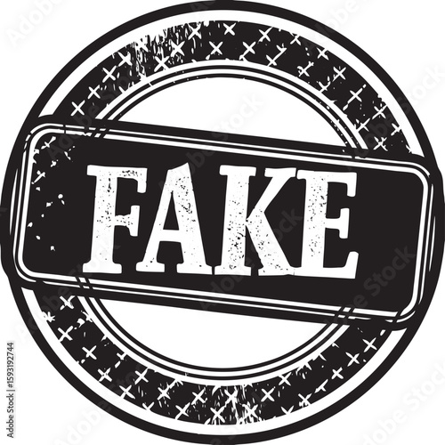 Distressed circular stamp with the word fake isolated on a white background