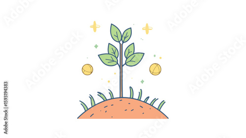 Sustainable Plant Icon Simple Line Design