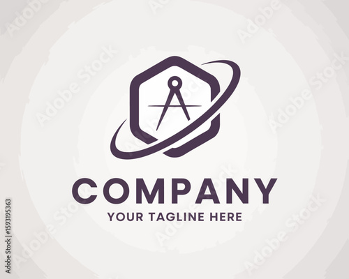 A stylish and modern logo featuring a compass symbol embedded in a hexagonal shape, representing exploration, guidance, and professionalism in design.