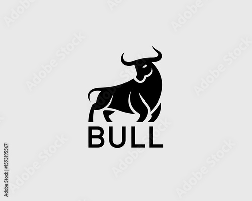 A sleek and elegant black bull logo symbolizing strength, power, and determination, making a bold statement that can represent various brands in a creative way.