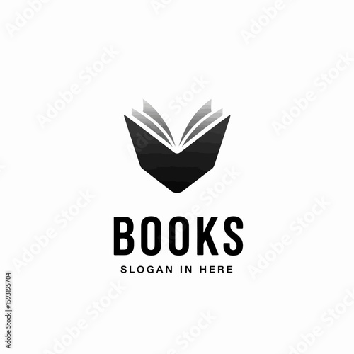 A modern logo featuring an open book design, perfect for representing a bookstore or literature service with an emphasis on reading and knowledge.